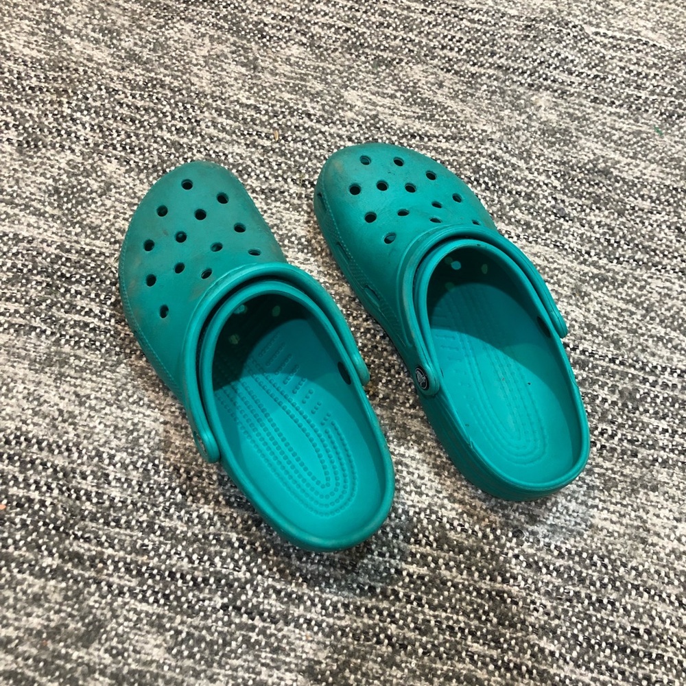 teal crocs